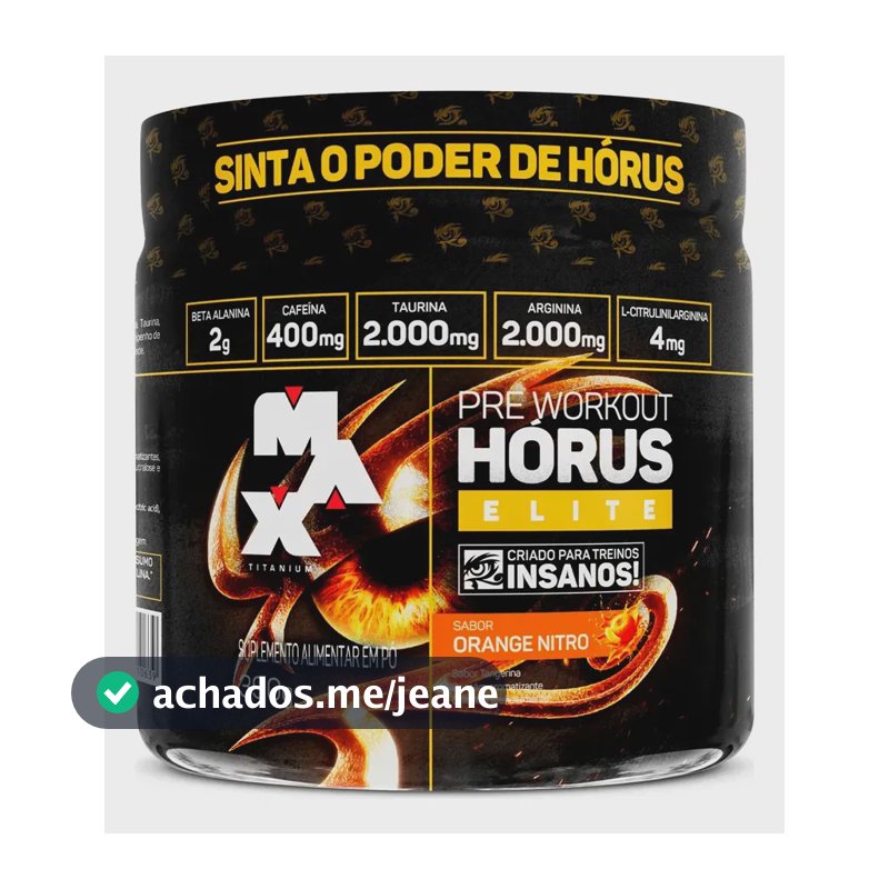 Pre Treino Workout Horus 300gr Elite - Max Titanium Orange Nitro