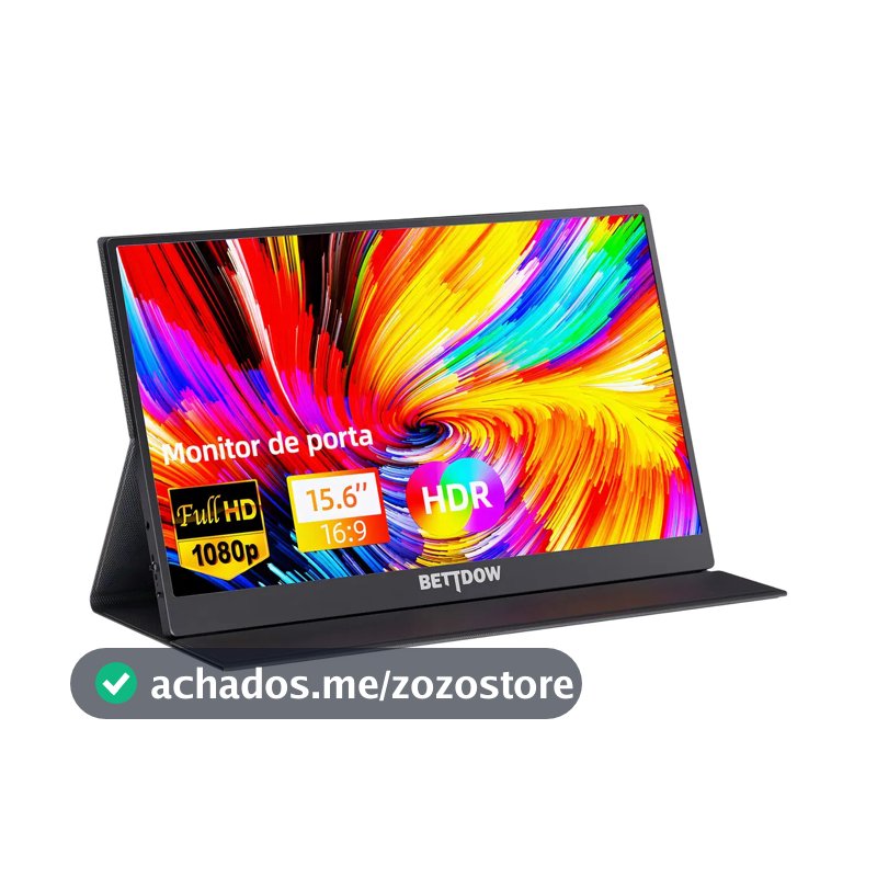 Monitor Portátil Gamer Bettdow 15.6'' Full HD 60Hz IPS Compatível 4K Preto
