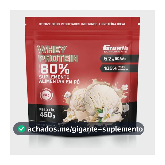 Whey Protein Concentrado 450g Growth Supplements Baunilha