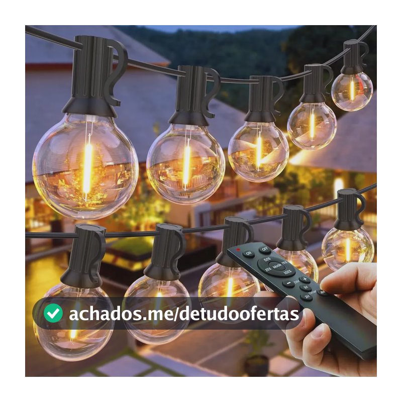 45m Varal De Luzes Lâmpadas Led Inquebrável G40 Com Controle Branco-quente 110v/220v