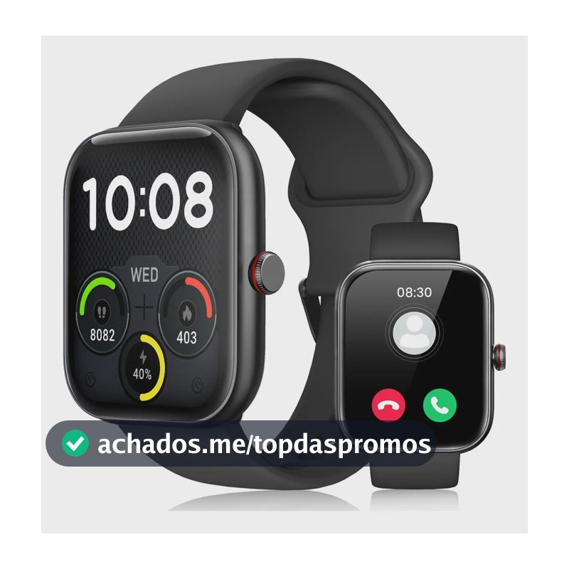 Smartwatch Bluetooth Anfei Smartwatch com Alexa e função de chamada de voz, tela de 1,91 polegadas, cor preta