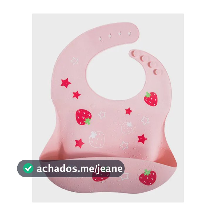 Babador De Silicone Gumy Com Pega Migalhas Cor Rosa-pálido Morango Tamanho Cm