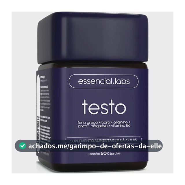 TESTO ESSENCIAL - Fórmula Exclusiva com Feno Grego + Boro + Arginina + ZMA + Vitamina B6 - 60 cápsulas