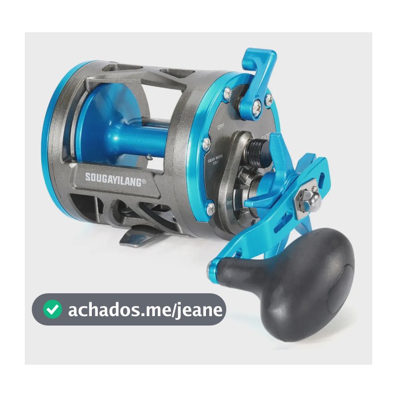 Carretilha Perfil Alto Sougayilang Arrasto Max Drag 25kg Manivela Azul Direito Marítima
