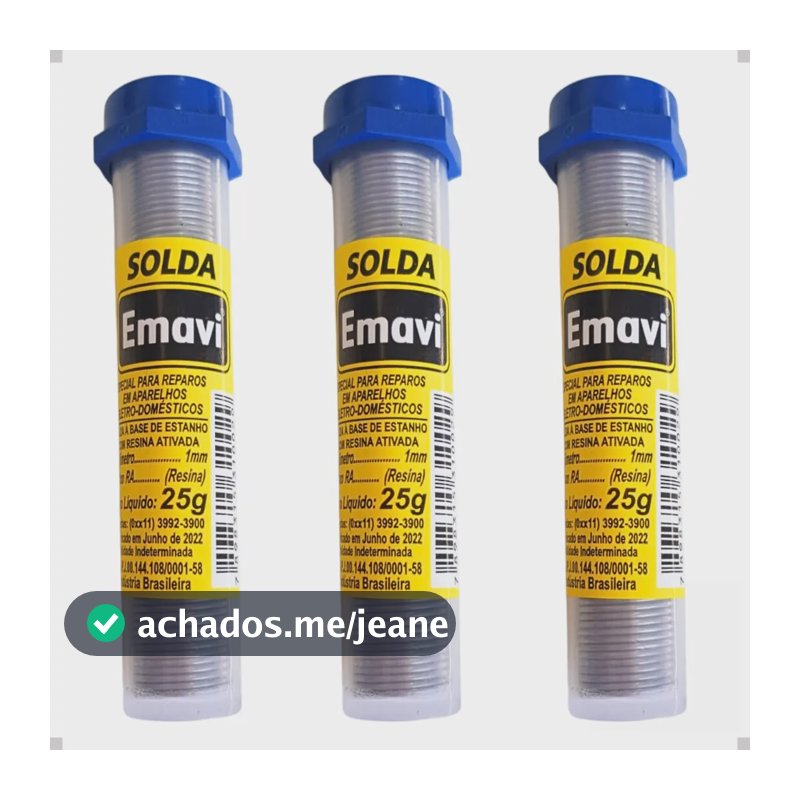 Fio de Solda Emavi 1mm Estanho para Eletrônica 25g CFTV Alarmes 3 Unid
