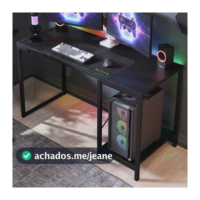 Escrivaninha Gamer Industrial De Mdf Com Prateleira Para Cpu E Estrutura De Aço Preta Preto Essenza
