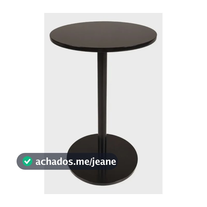 Mesa Lateral Individual Preta Em Mdf Redonda 34cm Sala Sofa Preto