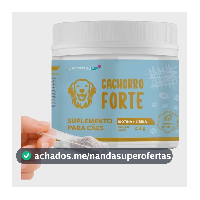 Suplemento em Pó Cachorro Forte Biotina + Lisina Pelo e Derme 250 g, para Cães Adultos e Idosos