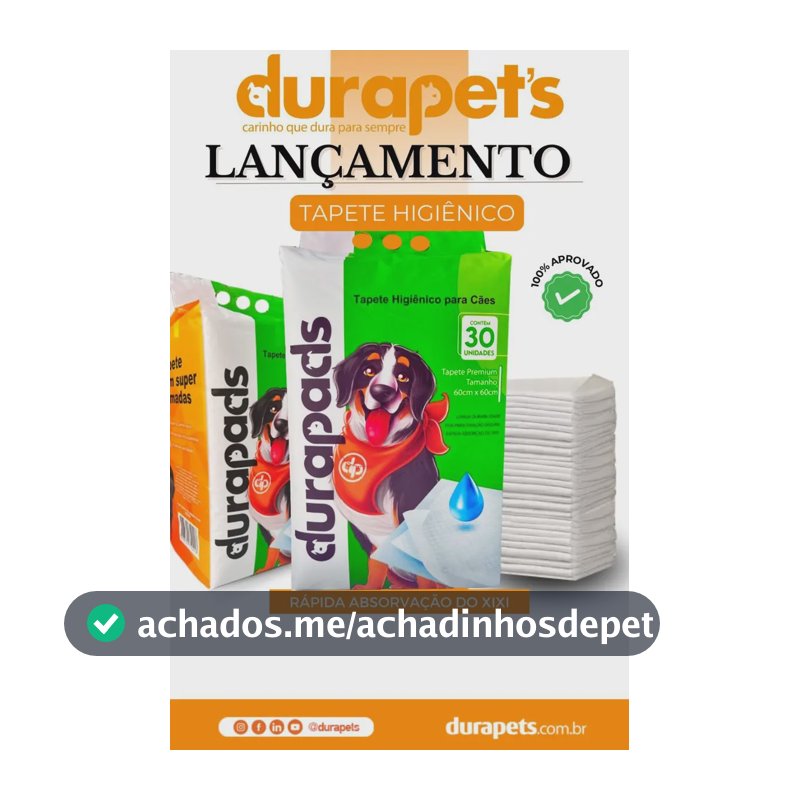 Tapete Higiênico DURAPADS de Gel Descartável com Eliminação de Odor para Cães 60x60 cm