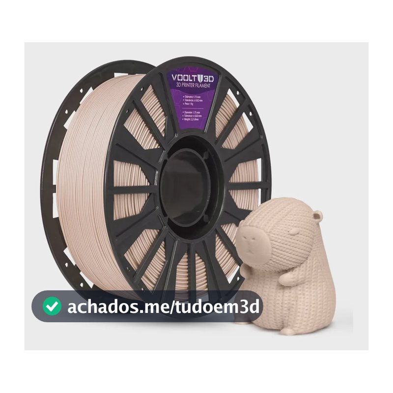 Filamento PLA Velvet Bege Caucasiano 1Kg Efeito Aveludado Premium Para Impressão 3D Peças Decorativas Impressoras 3D Fabricação Nacional Voolt3D