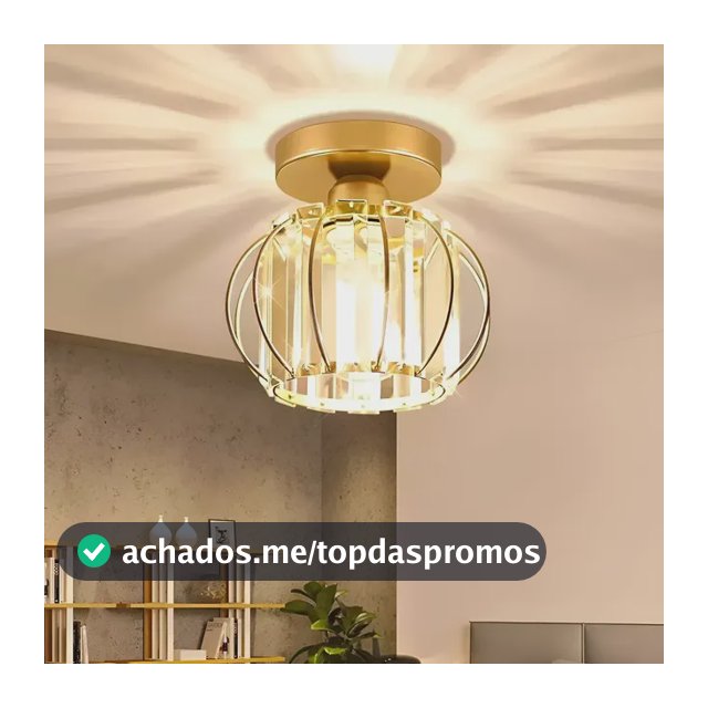 Luminária Plafon Sobrepor Led Moderna Crystal Dourado 6000k