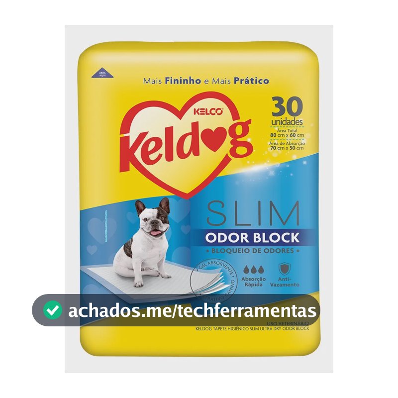 Tapete Higiênico Keldog Odor Block Slim para Cães 80x60 cm com 30 Unidades