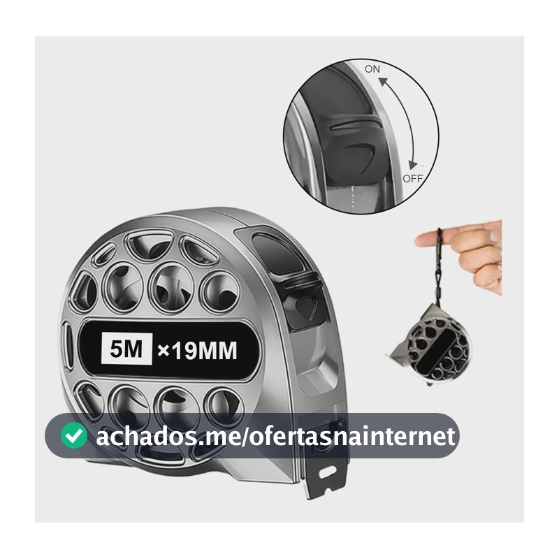 Trena Fita Métrica Aço Inox Retrátil Prova D'água 5m19mm