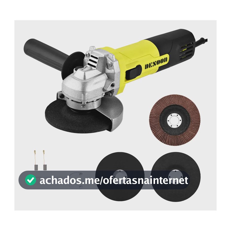 Esmerilhadeira Angular Profissional 1100w Reais Motor De Cobre 115mm Com Protetor Punho Auxiliar E Trava De Eixo Kit Completo Desoon