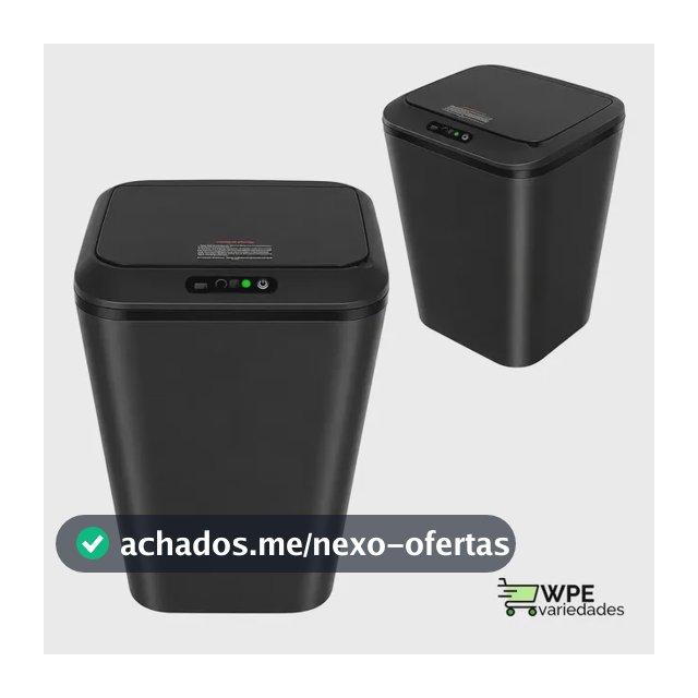 Lixeira Quadrada Preta 16L Inteligente Automática com Sensor para Banheiro e Cozinha