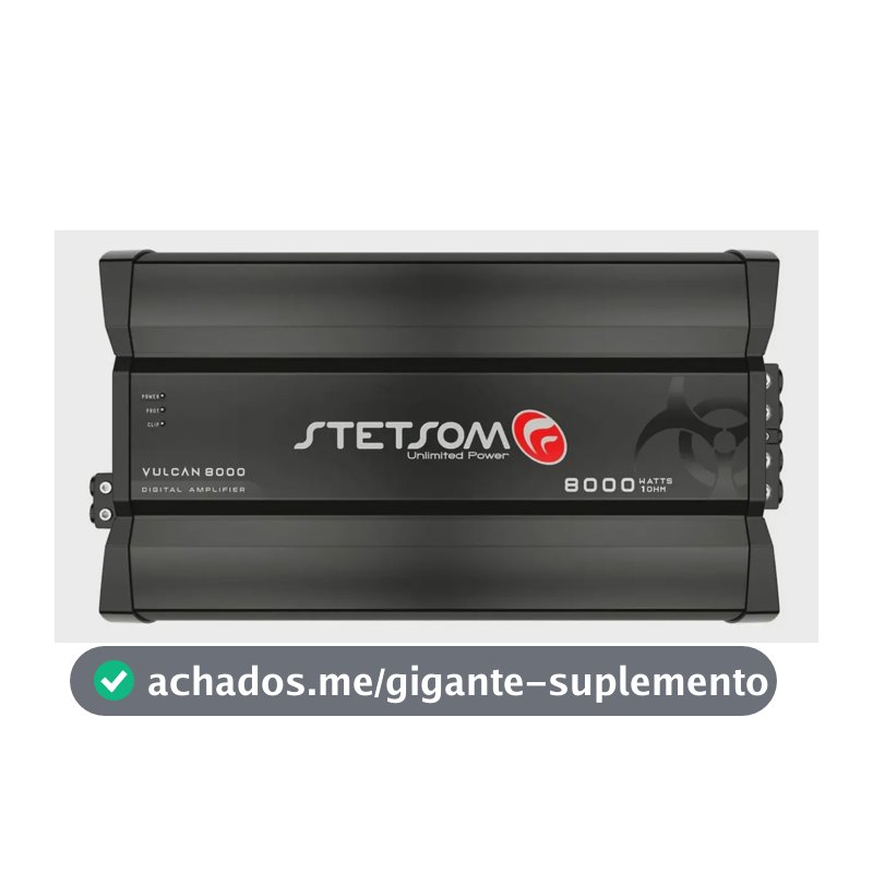 Módulo Amplificador Stetsom Vulcan 8000 para Som Automotivo 1 Ohm 8000W RMS