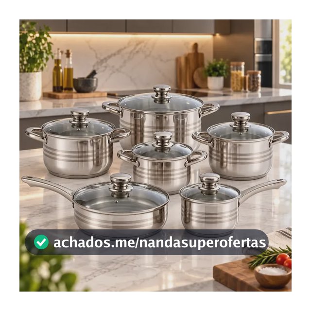 Jogo De Panelas Francesas Galya 12 Peças Aço Inoxidável Prateado