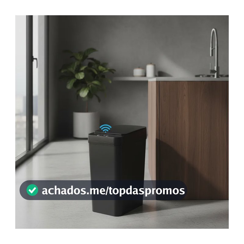 Lixeira Sensor Automática Inteligente 13 L Presença Moderna Preta