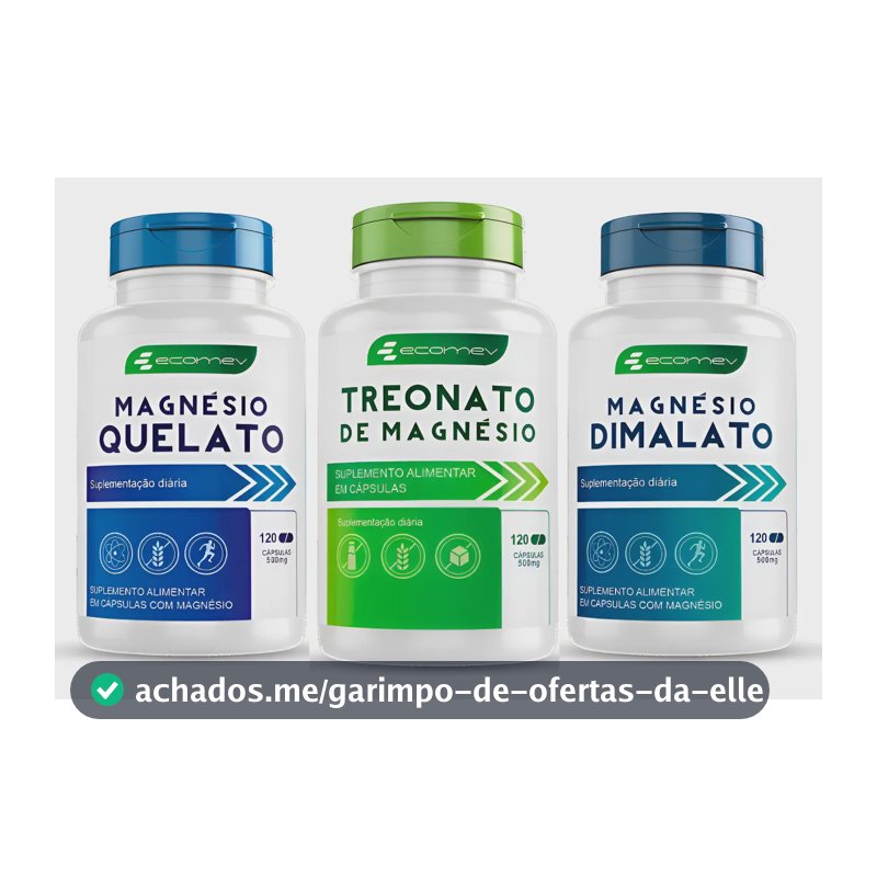Super Kit Magnesio Quelato Treonato Dimalato 360cápsulas Sem Sabor