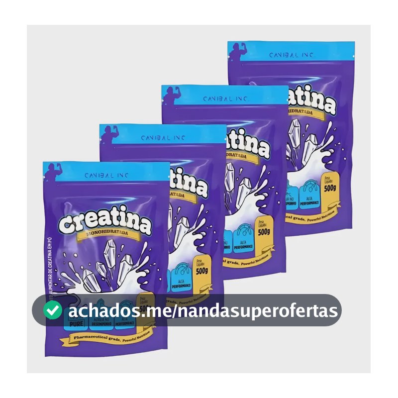 Kit 4x Creatina Monohidratada 500g - Canibal Sem Sabor