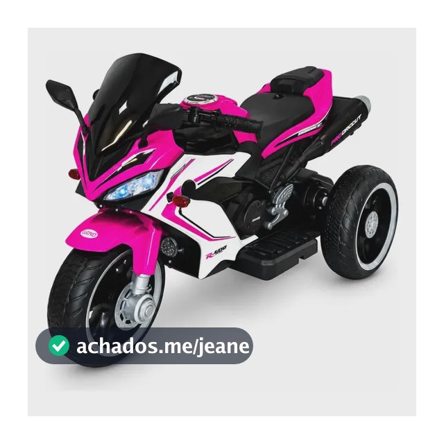 Moto Elétrica Infantil Unitoys Hyper Speed Rosa, para Crianças com 2 a 5 Anos