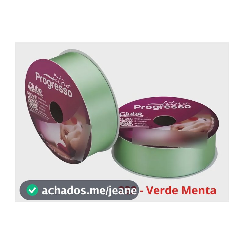 Fita De Cetim Nº 9 50 Metros X 38mm Progresso Cor 232 - Verde Menta