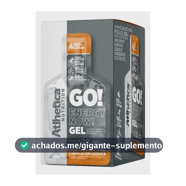 Suplemento em gel Atlhetica Nutrition Energy Gel Carboidratos sabor Laranja c/ Acerola x 300g 10 un
