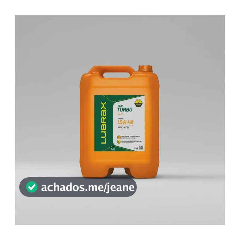 Óleo Motor 15w40 CI-4/SL Top Turbo Essencial Lubrax 20 Litros para motores a Diesel