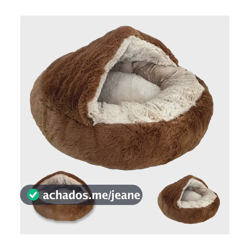 Cama Pet Nuvem Com Cobertura Donut Fechada Toca Plush 60cm G Cor Toffee