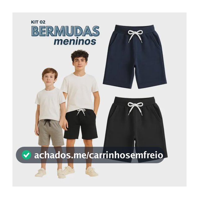 Bermuda Verão Meninos Juvenil Kit 2 Basicas Lisas 10 Ao 16 Sortida 10 (9 -10anos)