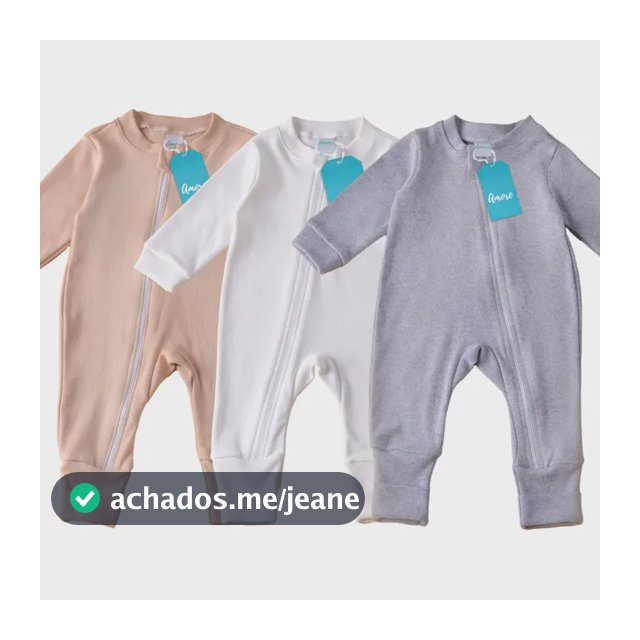 Combo 3 Macacões Bebê Vira Pé Neutro 100% Algodão