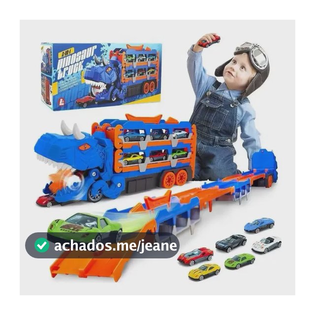 Caminhão Dinossauro Engolidor Carrinhos C Kit 6  Carrinhos Dinossauro Com Chifres Azul E Laranja Com Kit6