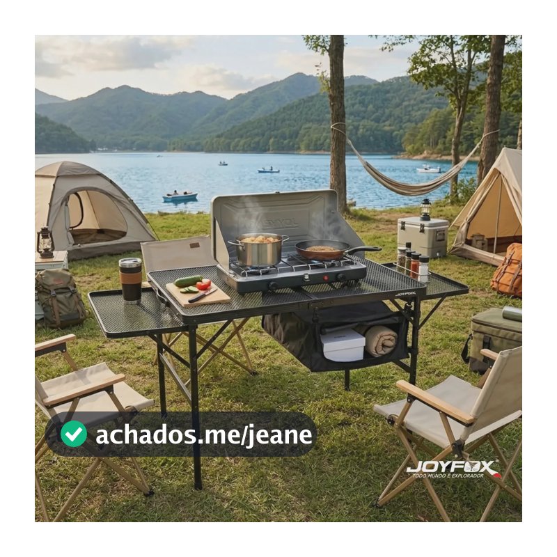 Mesa Dobrável De Camping 135cm Com Painéis Laterais Extensíveis Resistente, Portátil E À Prova De Água E Calor Joyfox