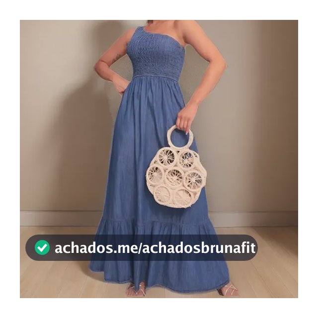 Vestido Feminino Longo Jeans Rodado Manga Unica Com Elastico