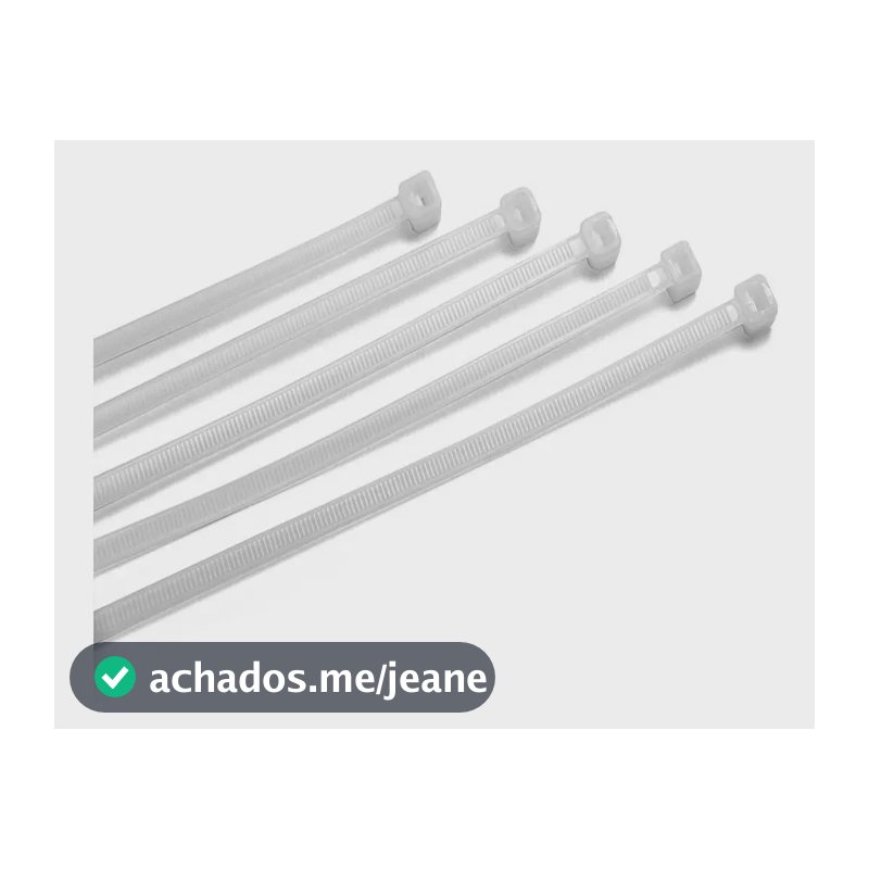 Abraçadeira de Nylon Ruslly 300x4,8mm Branca Kit 100 Unidades