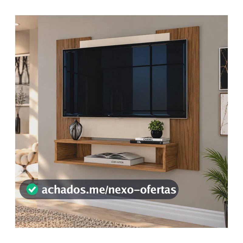 Painel Para Tv Até 50 Polegadas Suspenso Com Nicho Para Sala Freijó/off White