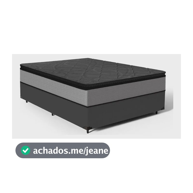 Cama Box + Colchão De Molas Ensacadas Pillow Top Vitta Casal Preto