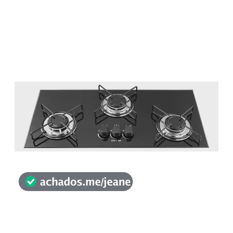 Cooktop A Gás Gn De Embutir Stelar 3 Bocas Nivus Bivolt Preto