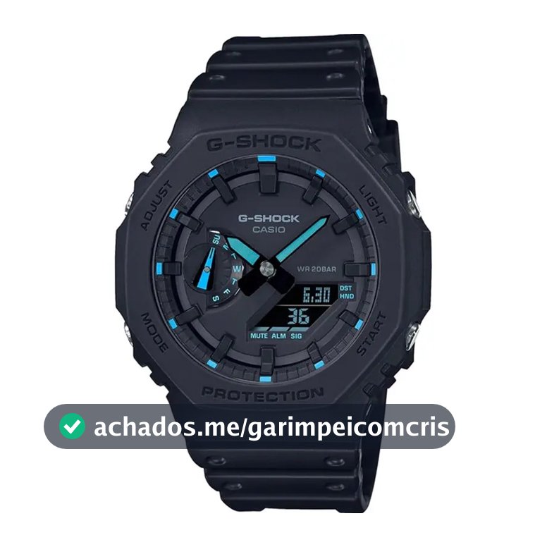 Relógio Casio G-shock Ga-2100-1a2dr serie Neon Accent Correia Preto Bisel Preto Fundo Preto