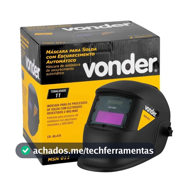 Máscara Solda Ton11 Escurecimento Automático Msn011 - Vonder Cor Preto Lisa