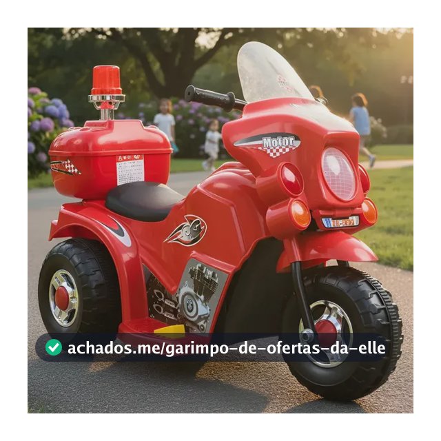 Moto Elétrica Brinq Kids Giroflex Infantil 6V Vermelha Com Baú e Pedal