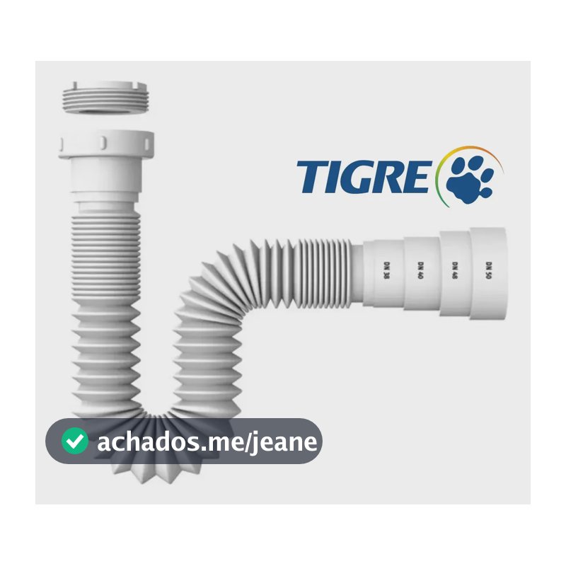Sifão Sanfonado Ajustável Flexível Multiuso Universal Branco Tigre Ideal Torneiras Pias Lavatórios