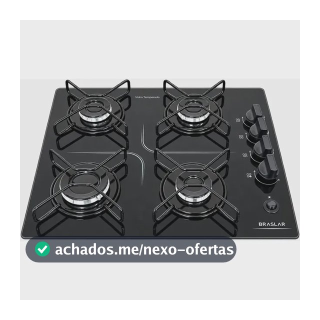 Cooktop Braslar Pop Gás 4 Bocas Mesa Vidro - Cor Preto