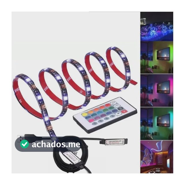 Fita Led 5050 Rgb Controle Remoto 3m 5v Usb Para Tv Pc Carro Cor da luz RGB 3M
