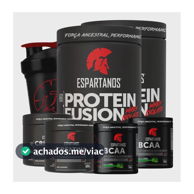 Combo Duplo Whey Fusion + 2x Bcaa + 2x Creatina + Shaker Morango