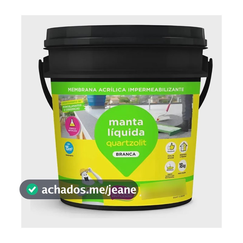 Manta Líquida Impermeavel Quartzolit Branco. Branco / Balde 18kg Fosco