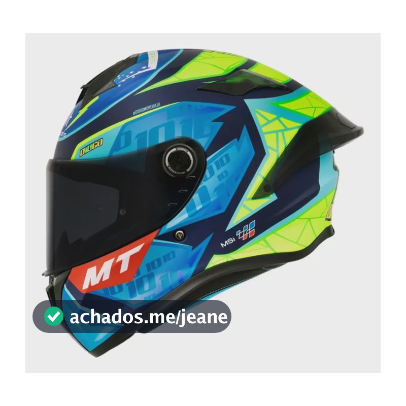 Capacete Mt Helmets Targo S Piloto Diogo Moreira Azul Verde Azul Diogo Moreira Fosco 57/58