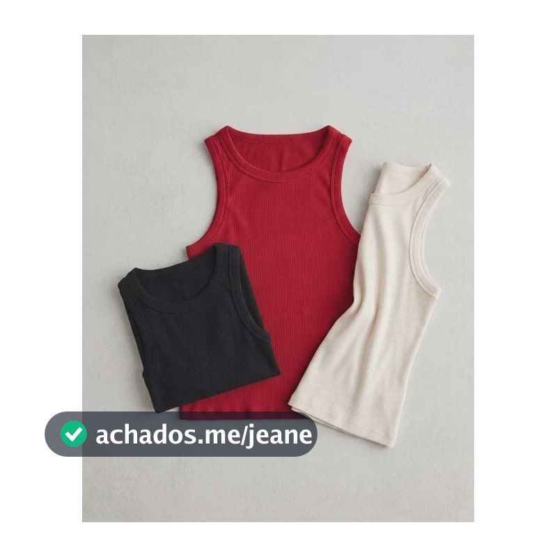 Kit 3 Regata Nadador Feminino Canelado Preto / Off White / Vermelho G Balse
