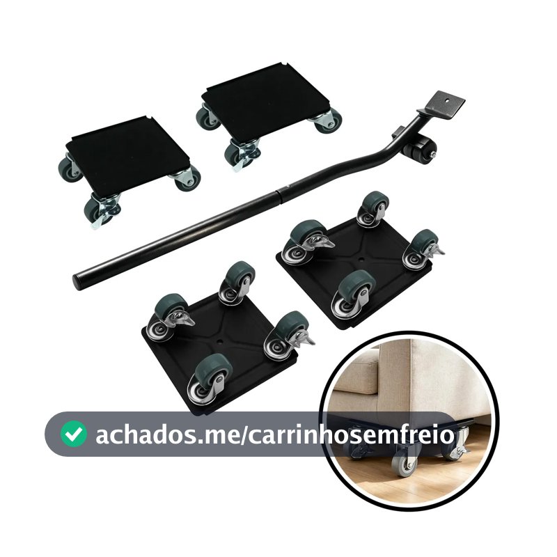 Kit Movimentador de Móveis Pesados com Rodízios Giratórios Com freio 1400kg, Suporte para Mover Móveis, Kit de Transporte de Móveis Pesados, Rodízio para Móveis Pesados