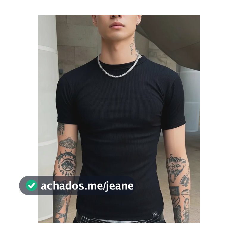 Camiseta Americana Canelada Masculina Justa Ribana Premium Preto M